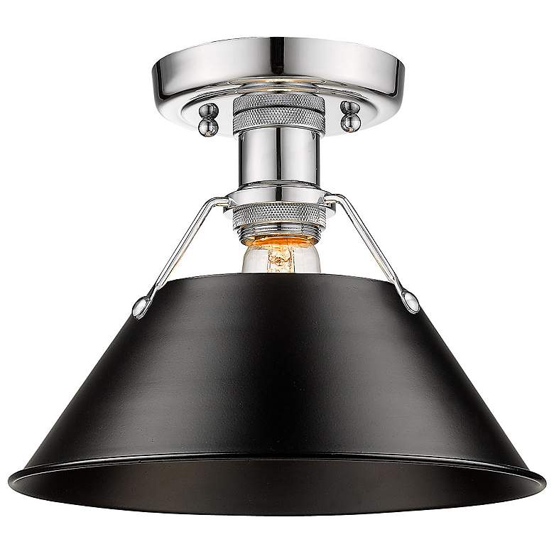 Image 3 Orwell 10" Wide Chrome 1-Light Flush Mount With Black Shade more views