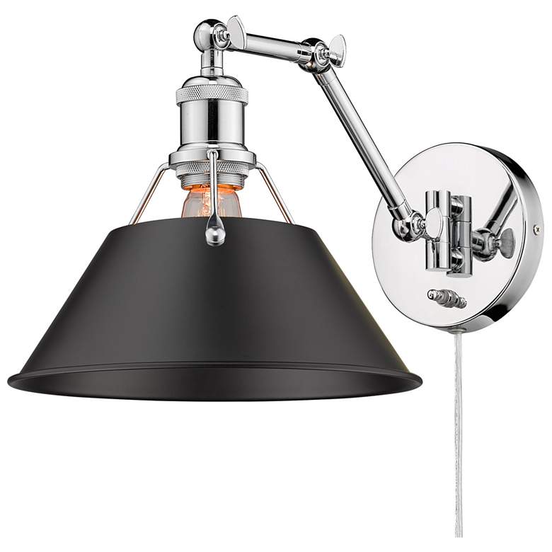 Image 1 Orwell 10" Wide Chrome 1-Light Swing Arm with Matte Black