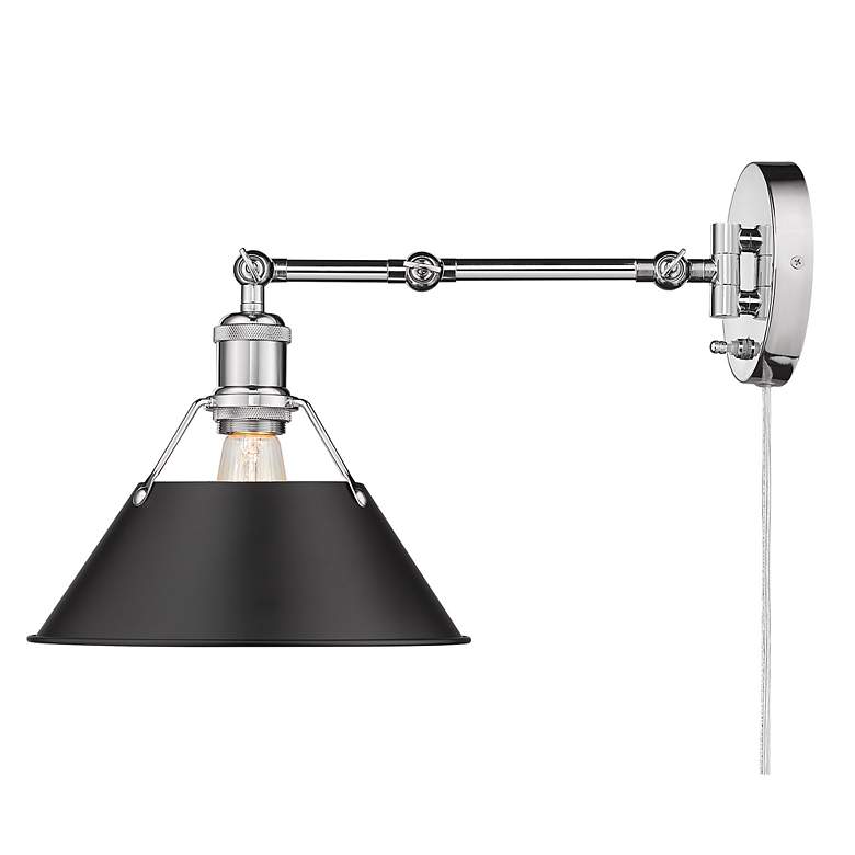 Image 2 Orwell 10" Wide Chrome 1-Light Swing Arm with Matte Black more views