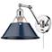Orwell 10" Wide Chrome 1-Light Swing Arm with Navy Blue