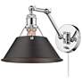 Orwell 10" Wide Chrome 1-Light Swing Arm with Rubbed Bronze