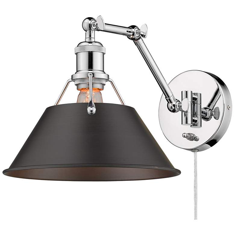Image 1 Orwell 10" Wide Chrome 1-Light Swing Arm with Rubbed Bronze