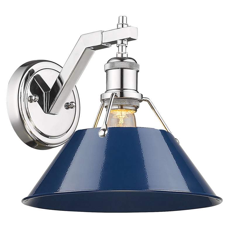 Image 1 Orwell 10 inch Wide Chrome 1-Light Wall Sconce with Navy Blue