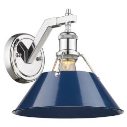 Orwell 10&quot; Wide Chrome 1-Light Wall Sconce with Navy Blue