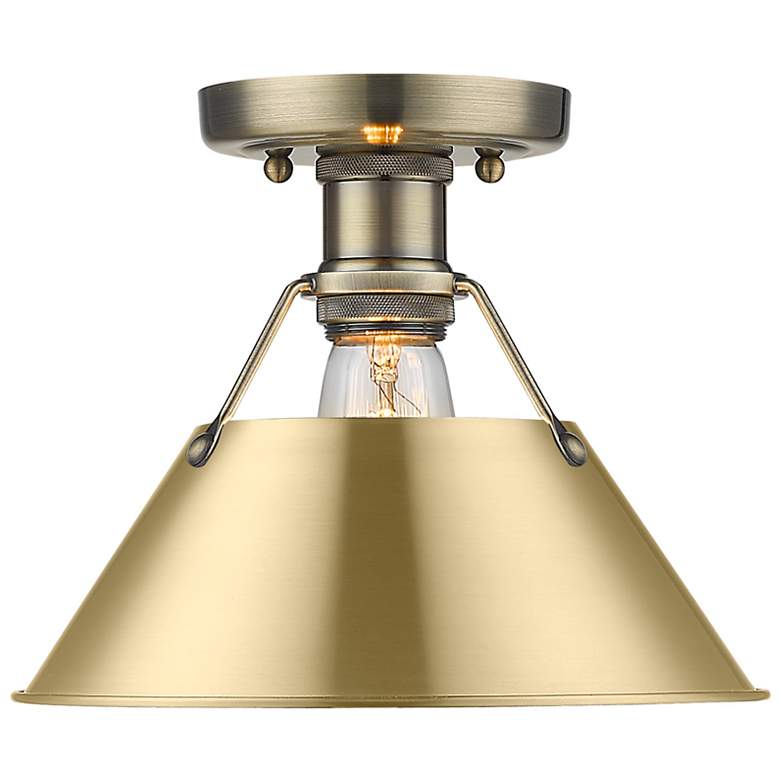 Image 1 Orwell 10" Wide Flush Mount in Aged Brass with Brushed Champagne Bronz