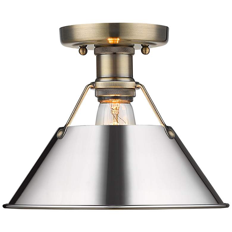 Image 1 Orwell 10" Wide Flush Mount in Aged Brass with Chrome
