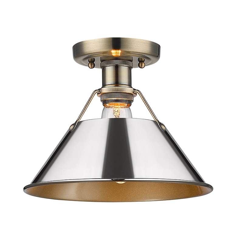 Image 2 Orwell 10" Wide Flush Mount in Aged Brass with Chrome more views
