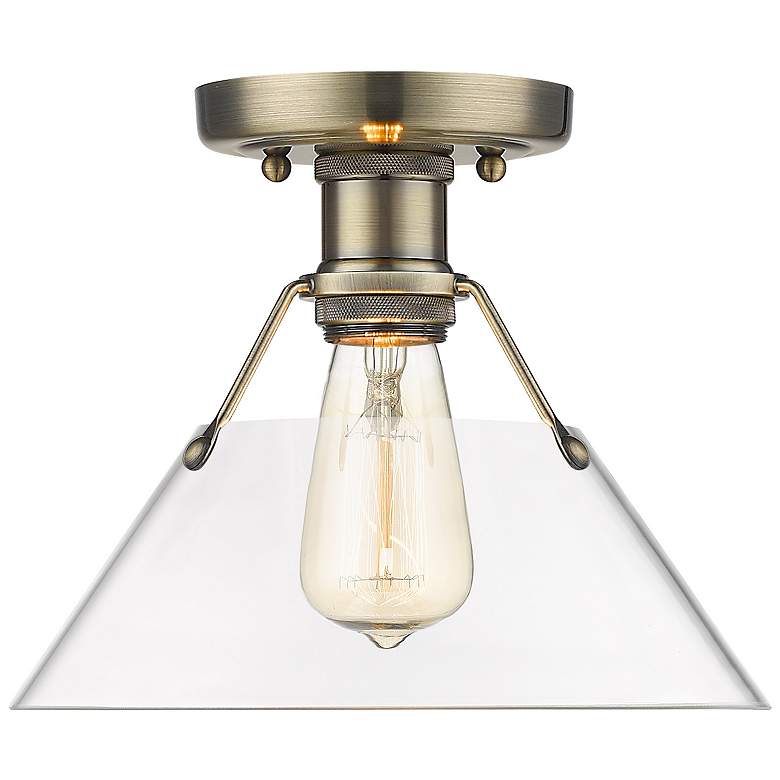 Image 1 Orwell 10" Wide Flush Mount in Aged Brass with Clear Glass