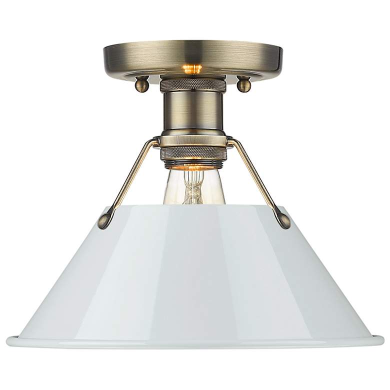 Image 1 Orwell 10" Wide Flush Mount in Aged Brass with Dusky Blue