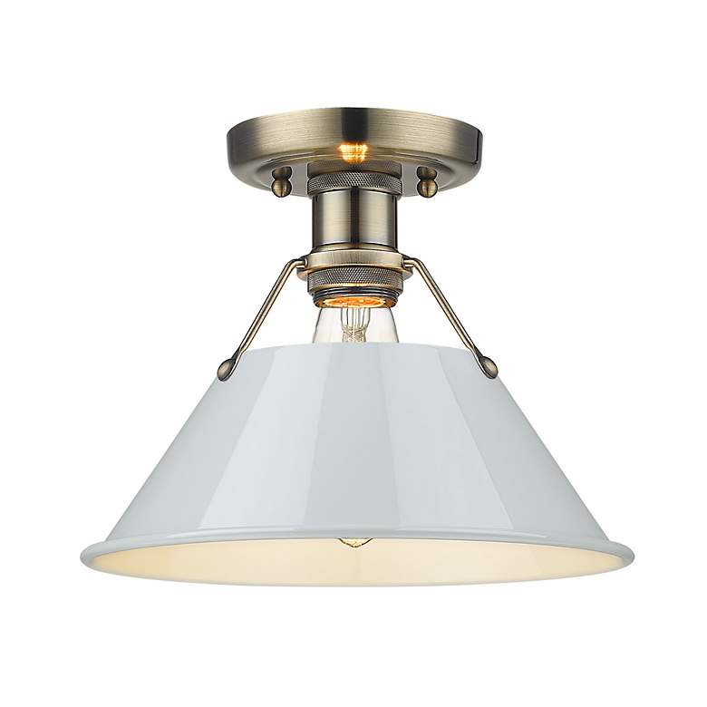 Image 3 Orwell 10" Wide Flush Mount in Aged Brass with Dusky Blue more views