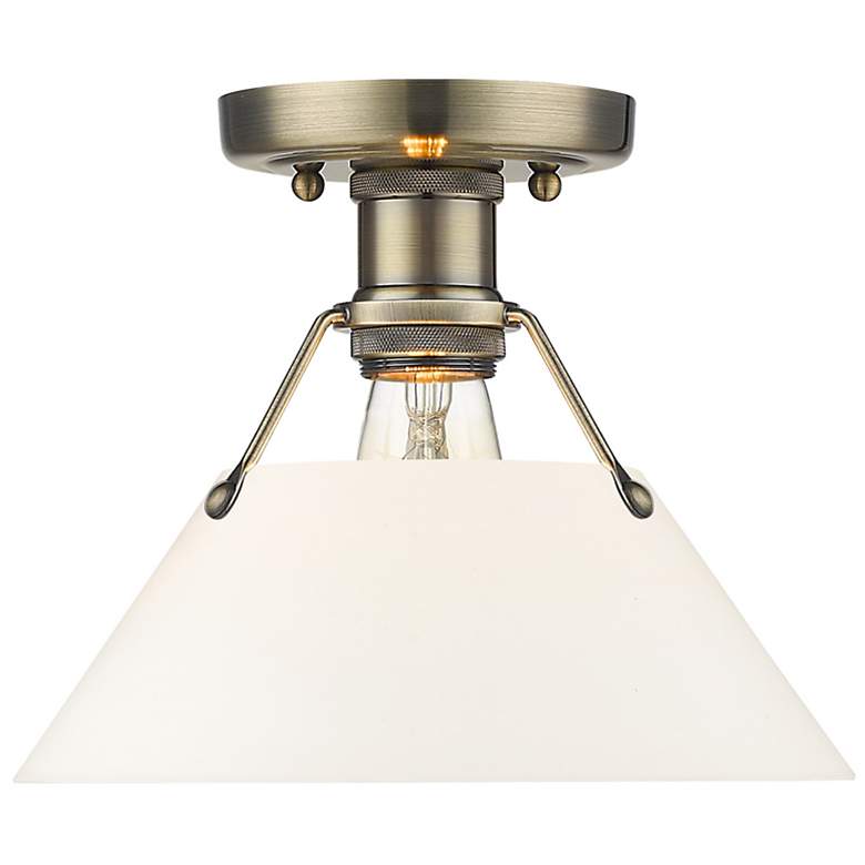 Image 1 Orwell 10" Wide Flush Mount in Aged Brass with Opal Glass