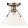 Orwell 10" Wide Flush Mount in Aged Brass with Opal Glass