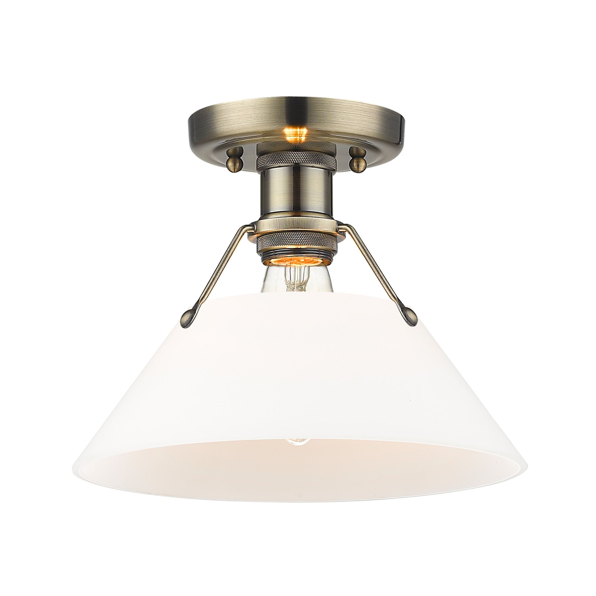 Image 3 Orwell 10" Wide Flush Mount in Aged Brass with Opal Glass more views