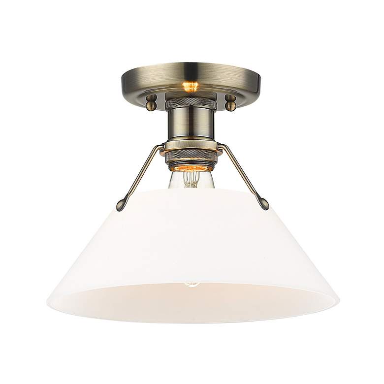 Image 3 Orwell 10" Wide Flush Mount in Aged Brass with Opal Glass more views