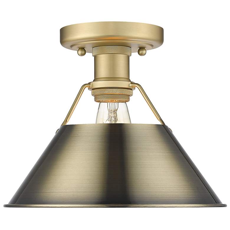 Image 1 Orwell 10" Wide Flush Mount in Brushed Champagne Bronze with Aged Bras
