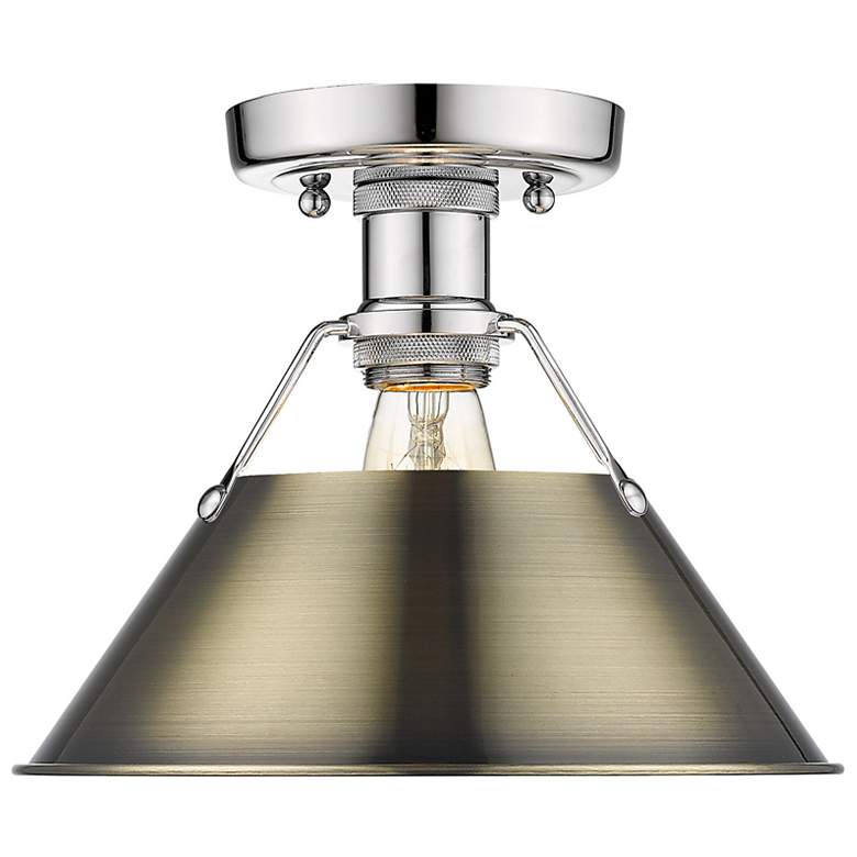 Image 2 Orwell 10" Wide Flush Mount in Chrome with Aged Brass