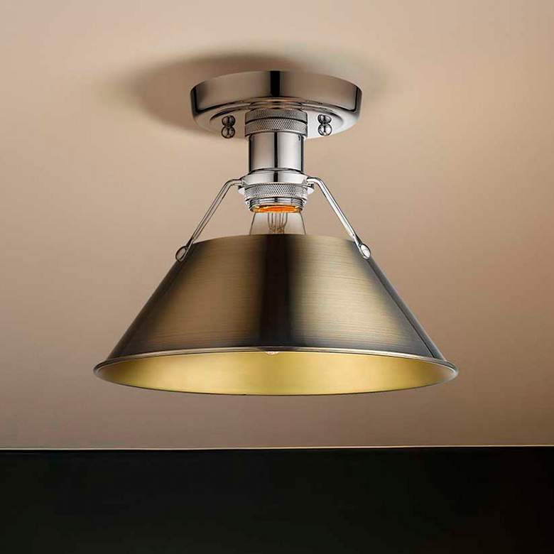 Image 1 Orwell 10" Wide Flush Mount in Chrome with Aged Brass