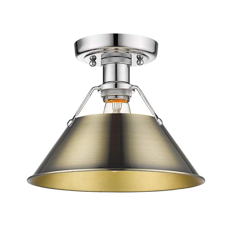 Image 3 Orwell 10" Wide Flush Mount in Chrome with Aged Brass more views