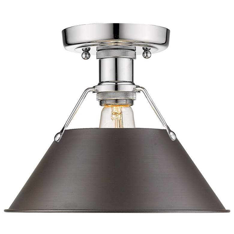 Image 1 Orwell 10" Wide Flush Mount in Chrome with Rubbed Bronze