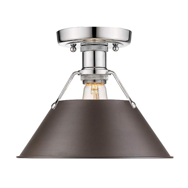 Image 2 Orwell 10" Wide Flush Mount in Chrome with Rubbed Bronze more views
