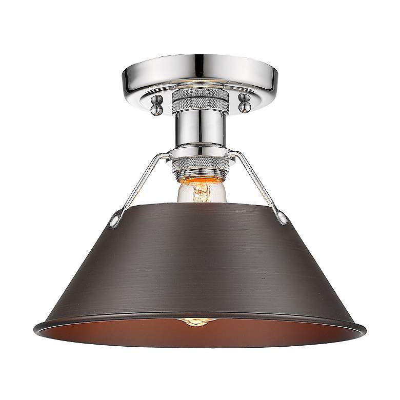Image 3 Orwell 10" Wide Flush Mount in Chrome with Rubbed Bronze more views