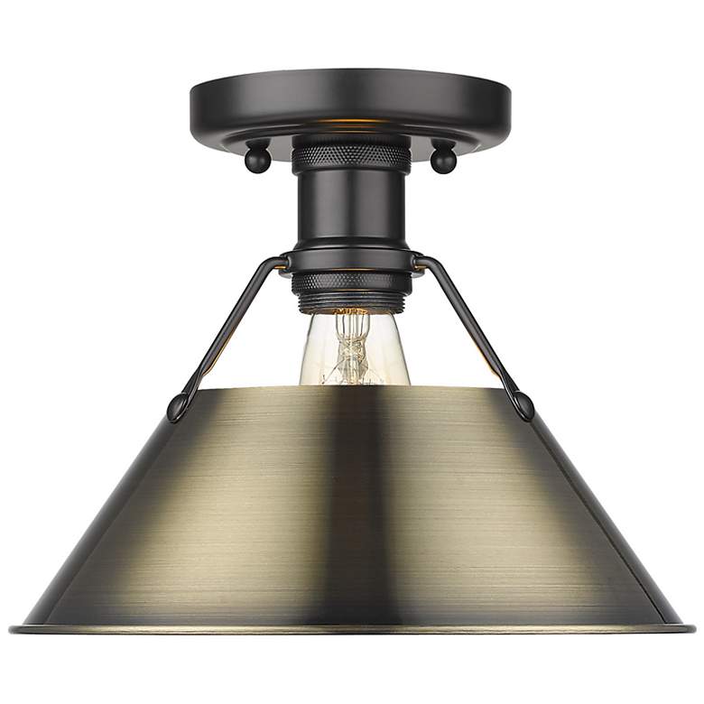 Image 1 Orwell 10" Wide Flush Mount in Matte Black with Aged Brass