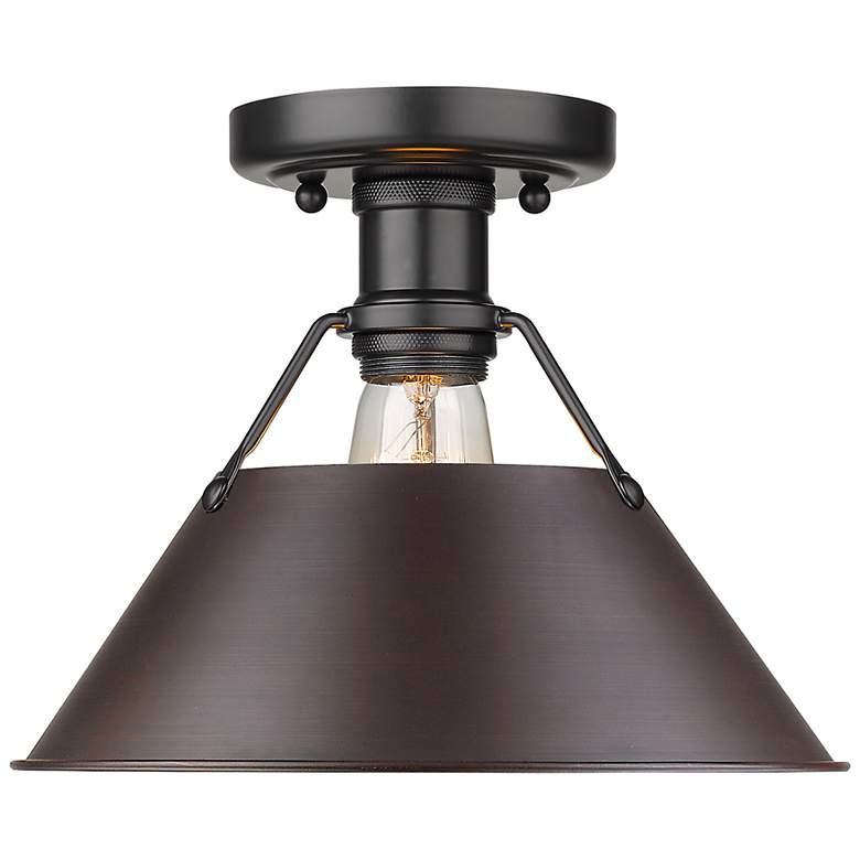 Image 1 Orwell 10" Wide Flush Mount in Matte Black with Rubbed Bronze