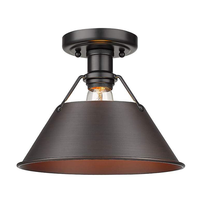 Image 2 Orwell 10" Wide Flush Mount in Matte Black with Rubbed Bronze more views