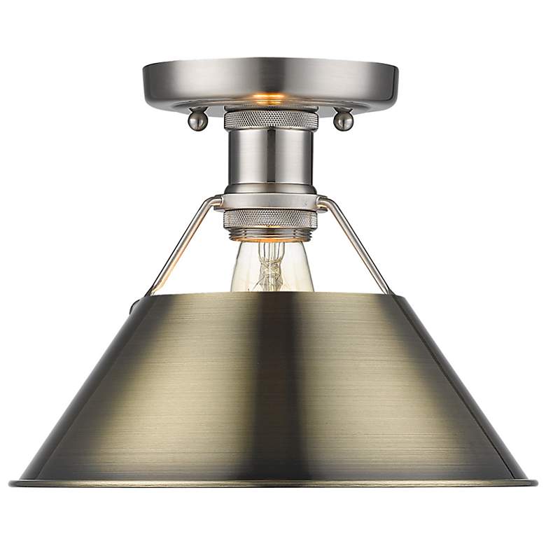 Image 1 Orwell 10" Wide Flush Mount in Pewter with Aged Brass