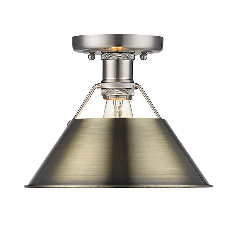 Image 2 Orwell 10" Wide Flush Mount in Pewter with Aged Brass more views