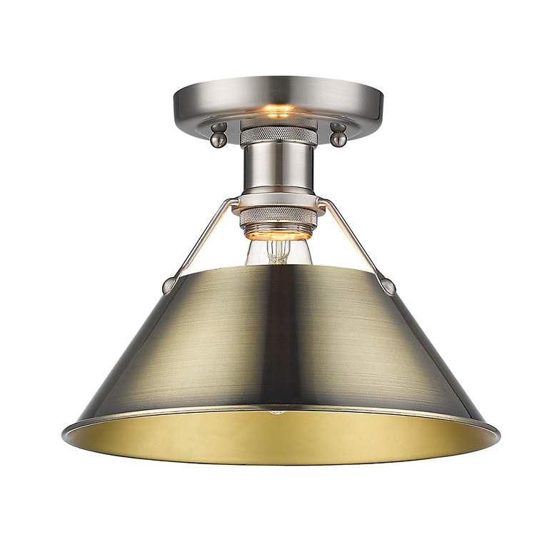 Image 3 Orwell 10" Wide Flush Mount in Pewter with Aged Brass more views