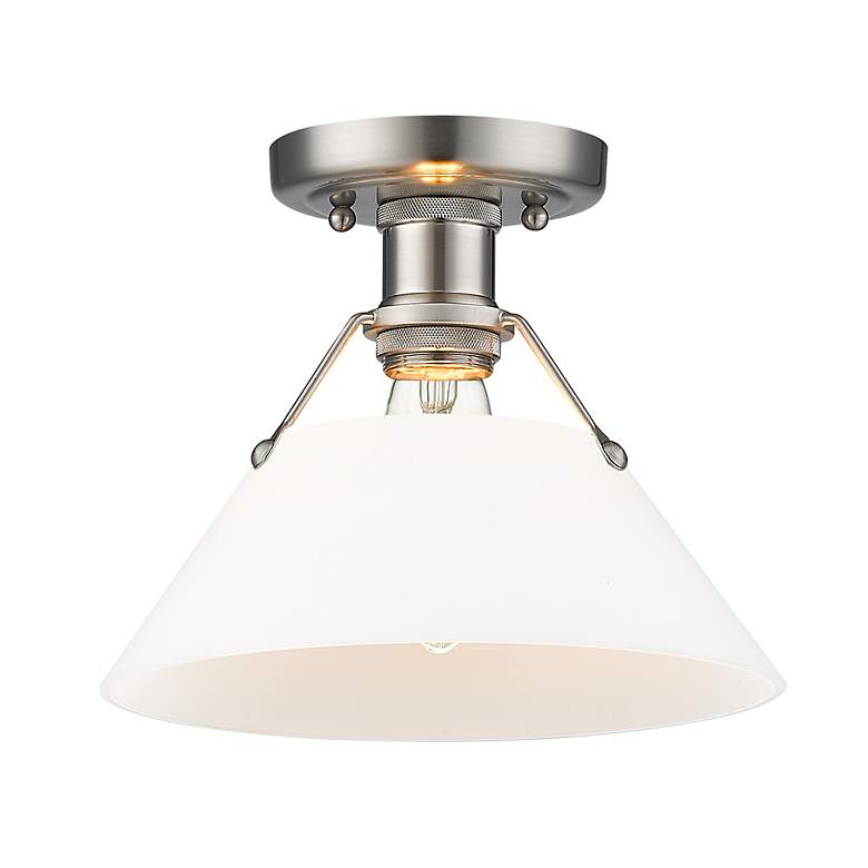 Image 3 Orwell 10" Wide Flush Mount in Pewter with Opal Glass more views