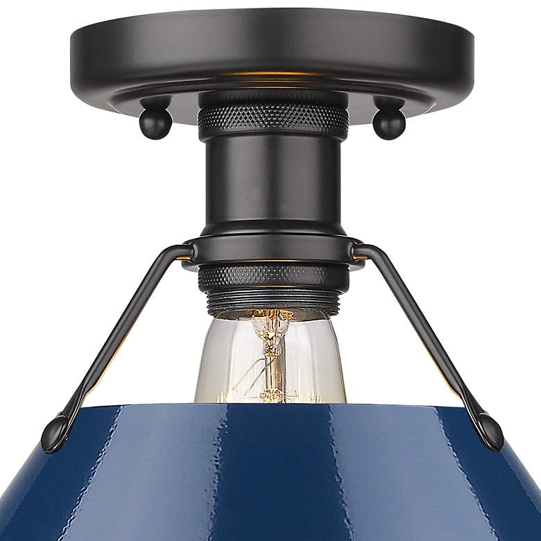 Image 2 Orwell 10" Wide Matte Black 1-Light Flush Mount With Matte Navy Shade more views