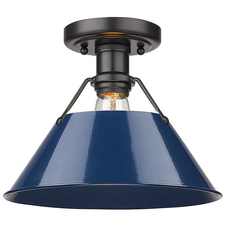 Image 3 Orwell 10" Wide Matte Black 1-Light Flush Mount With Matte Navy Shade more views