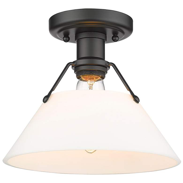 Image 1 Orwell 10 inch Wide Matte Black 1-Light Flush Mount With Opal Glass Shade