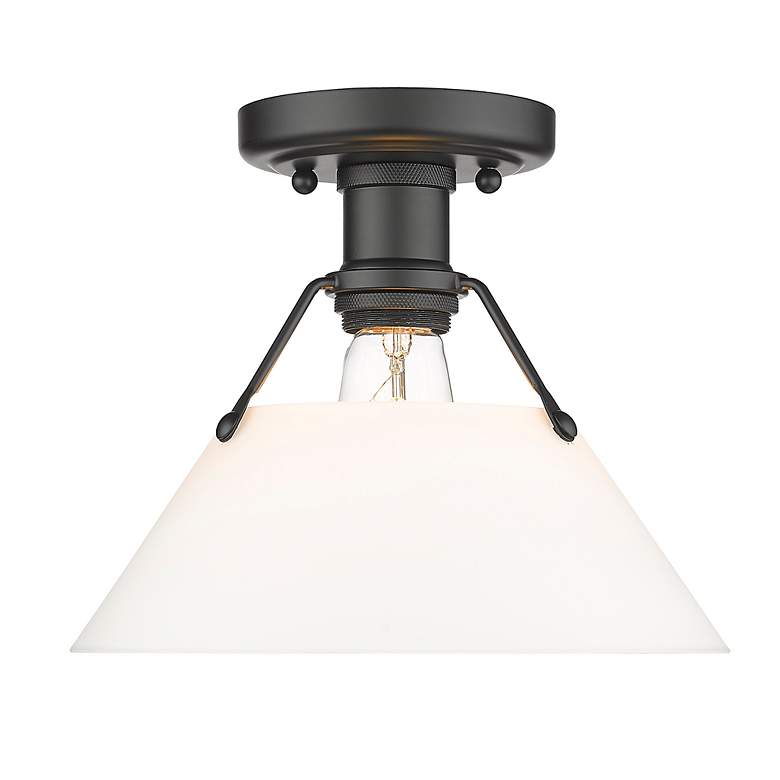 Image 2 Orwell 10" Wide Matte Black 1-Light Flush Mount With Opal Glass Shade more views