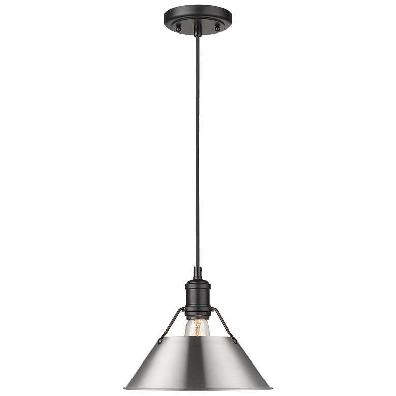 Image 1 Orwell 10 inch Wide Matte Black 1-Light Mini Pendant with Pewter Shade