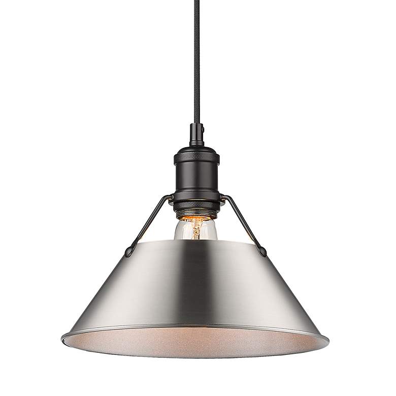 Image 2 Orwell 10" Wide Matte Black 1-Light Mini Pendant with Pewter Shade more views
