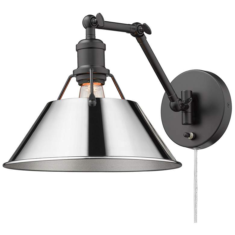 Image 1 Orwell 10" Wide Matte Black 1-Light Swing Arm with Chrome