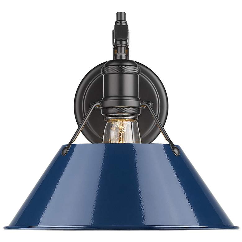 Image 1 Orwell 10" Wide Matte Black 1-Light Wall Sconce with Navy Blue