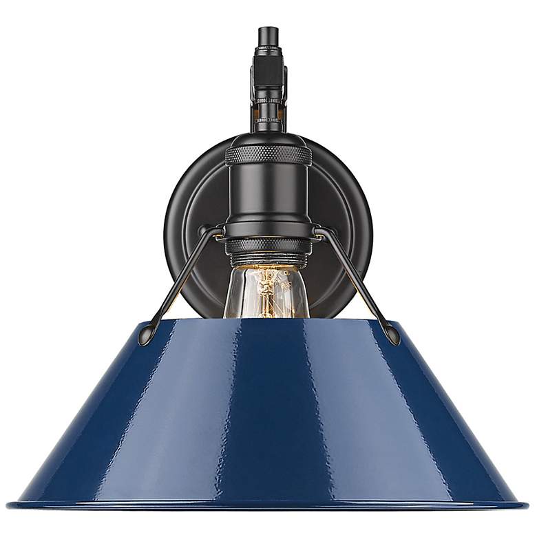 Image 1 Orwell 10 inch Wide Matte Black 1-Light Wall Sconce with Navy Blue