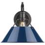 Orwell 10" Wide Matte Black 1-Light Wall Sconce with Navy Blue