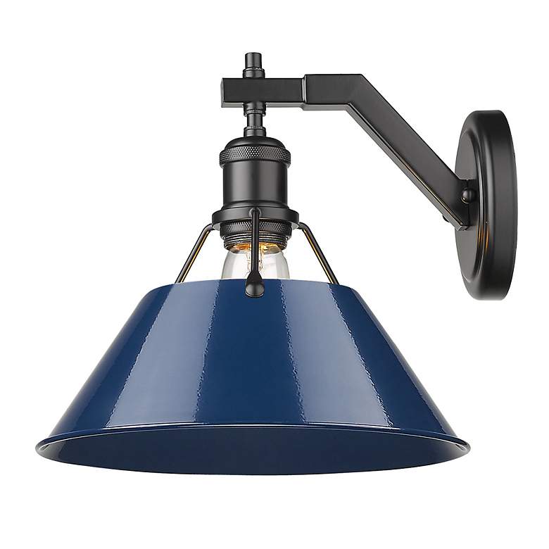 Image 3 Orwell 10" Wide Matte Black 1-Light Wall Sconce with Navy Blue more views