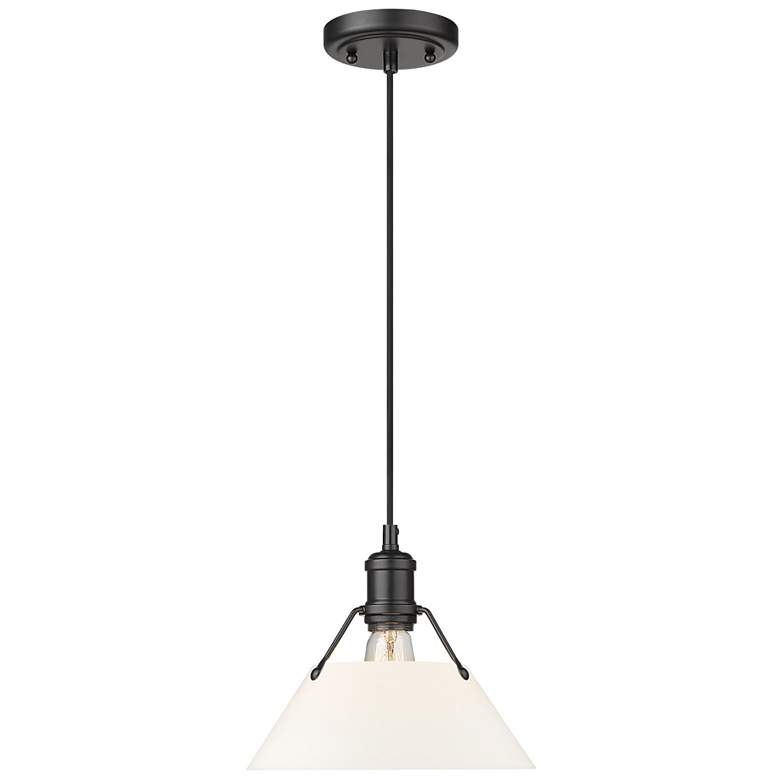 Image 1 Orwell 10" Wide Matte Black Mini Pendant w/ Opal Glass Shade