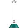 1_Orwell 10" Wide Medium Pendant in Chrome with Pine Green