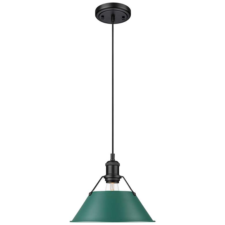 Image 1 Orwell 10" Wide Medium Pendant in Matte Black with Pine Green