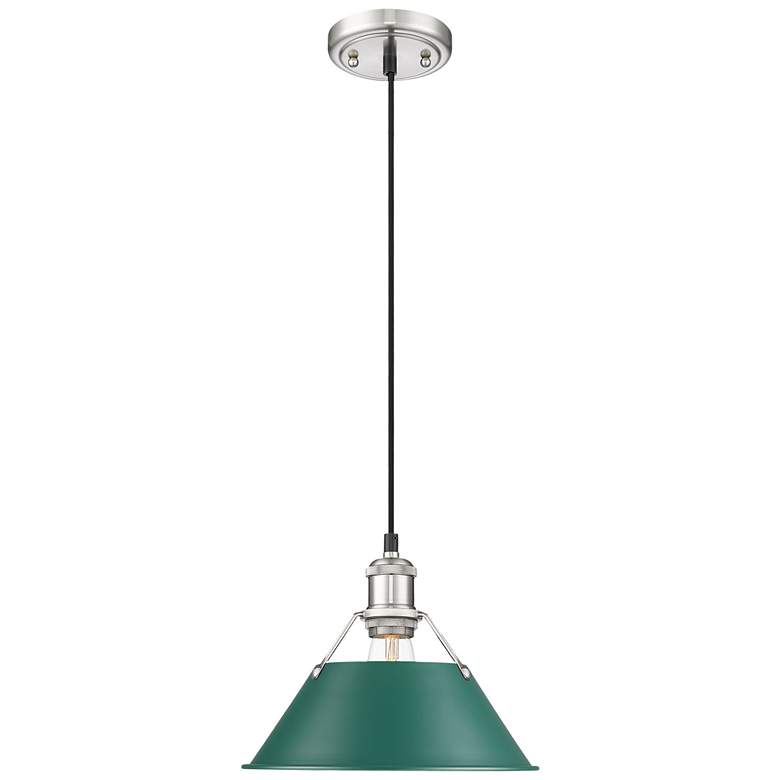 Image 1 Orwell 10" Wide Medium Pendant in Pewter with Pine Green