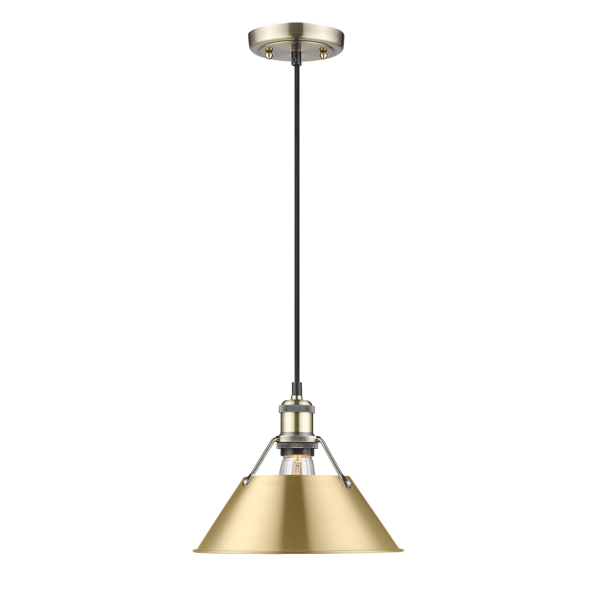Image 2 Orwell 10" Wide Pendant in Aged Brass with Brushed Champagne Bronze more views