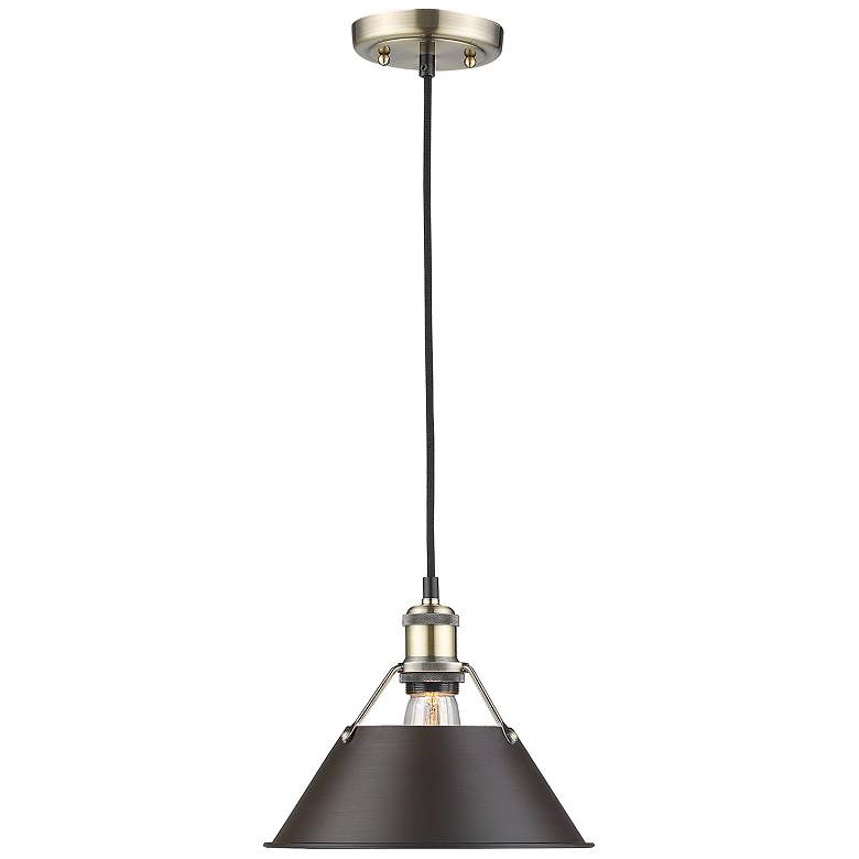 Image 1 Orwell 10" Wide Pendant in Aged Brass with Rubbed Bronze