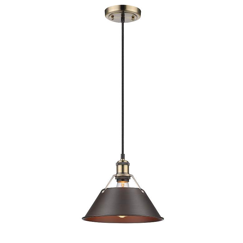 Image 2 Orwell 10" Wide Pendant in Aged Brass with Rubbed Bronze more views